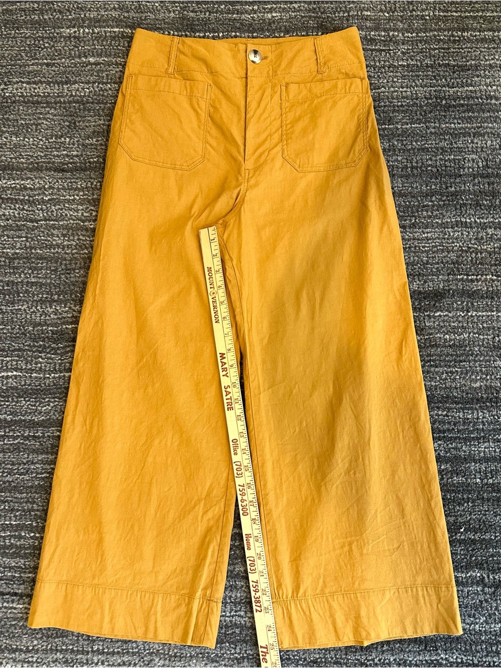 Anthropologie Maeve Colette Wide-Leg Crop Pants Size 29 Mustard Cotton Trousers - Picture 11 of 13